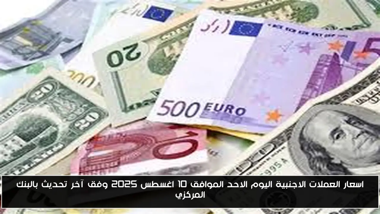 اسعار العملات الاجنبية اليوم الاحد الموافق 10 اغسطس 2025 وفق آخر تحديث بالبنك المركزي