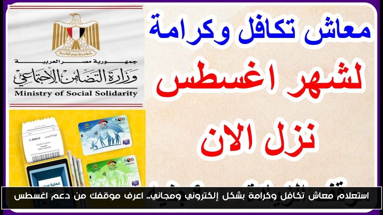 استعلام معاش تكافل وكرامة بشكل إلكتروني ومجاني.. اعرف موقفك من دعم اغسطس