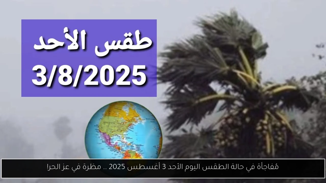 مُفاجأة في حالة الطقس اليوم الأحد 3 أغسطس 2025 .. مطرة في عز الحر!