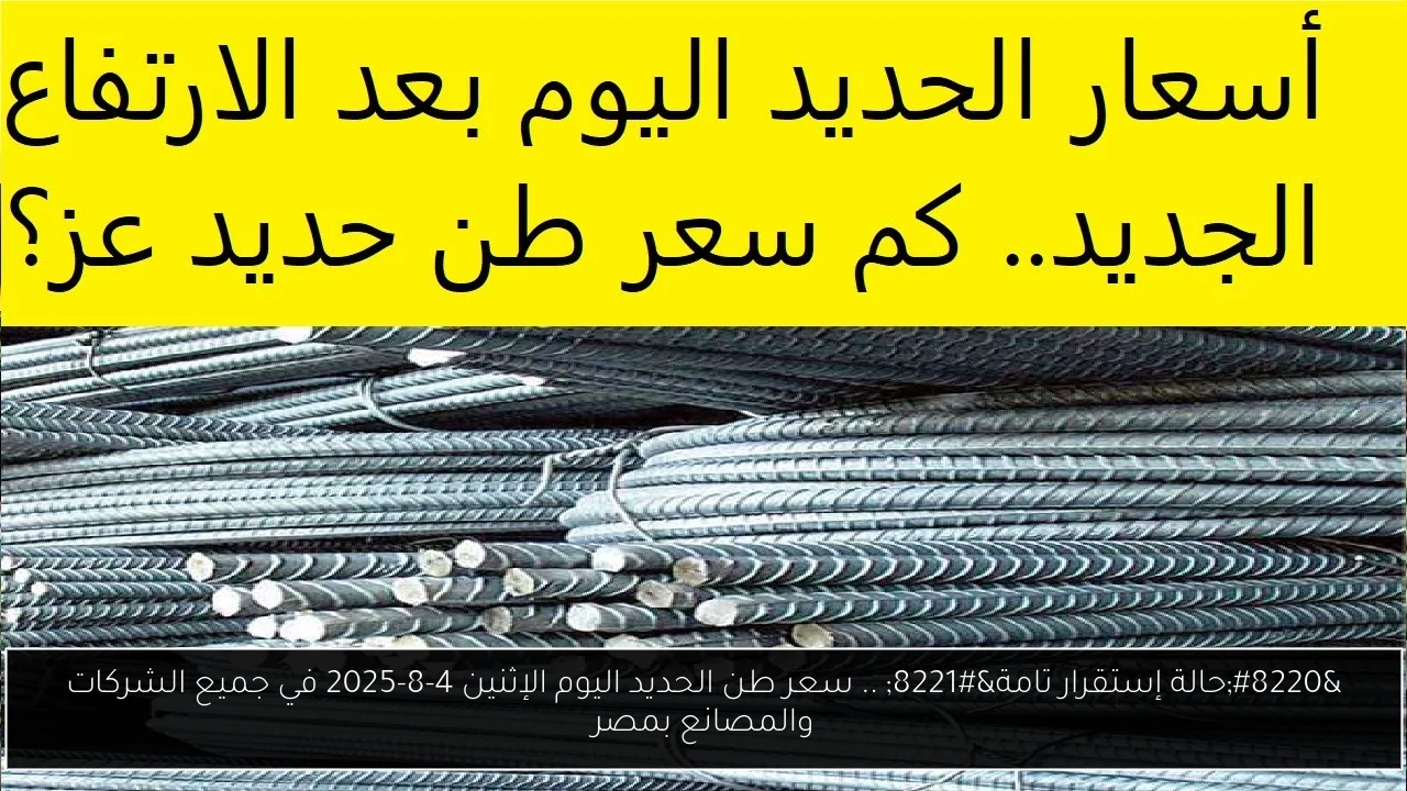 “حالة إستقرار تامة” .. سعر طن الحديد اليوم الإثنين 4-8-2025 في جميع الشركات والمصانع بمصر