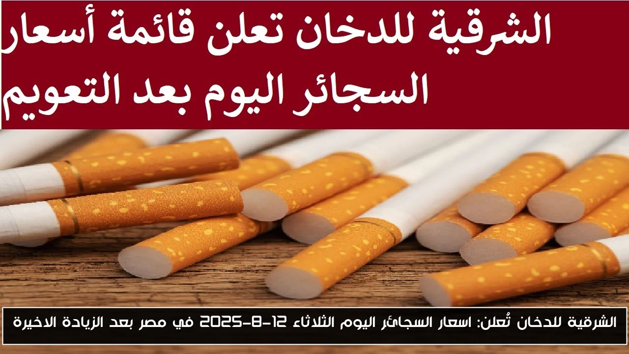 الشرقية للدخان تُعلن: اسعار السجائر اليوم الثلاثاء 12-8-2025 في مصر بعد الزيادة الاخيرة