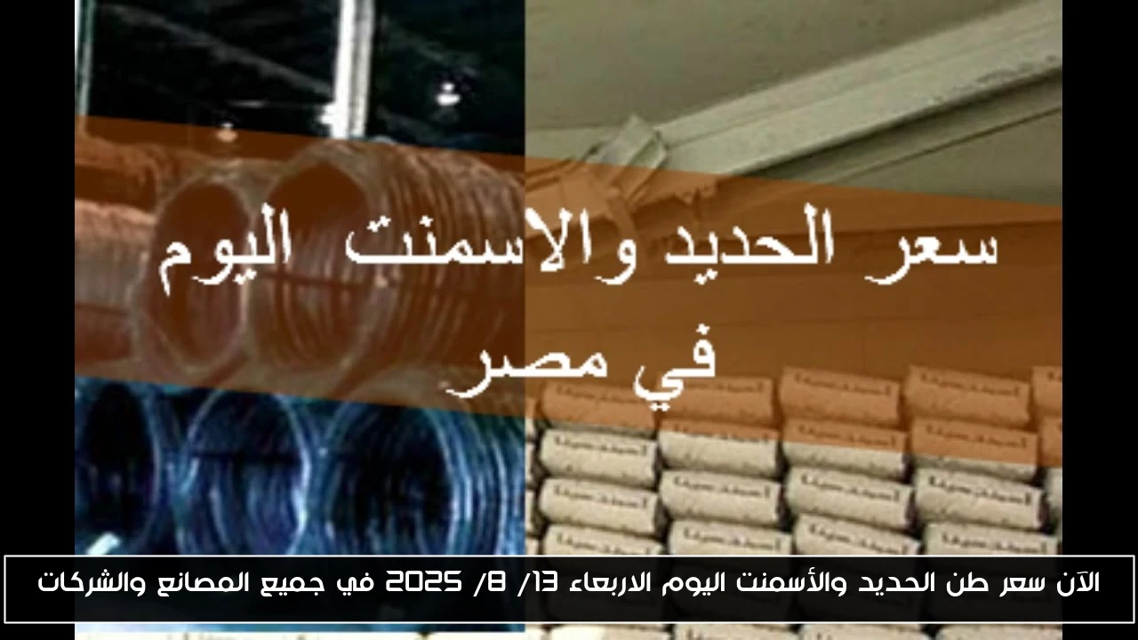 الآن سعر طن الحديد والأسمنت اليوم الاربعاء 13/ 8/ 2025 في جميع المصانع والشركات