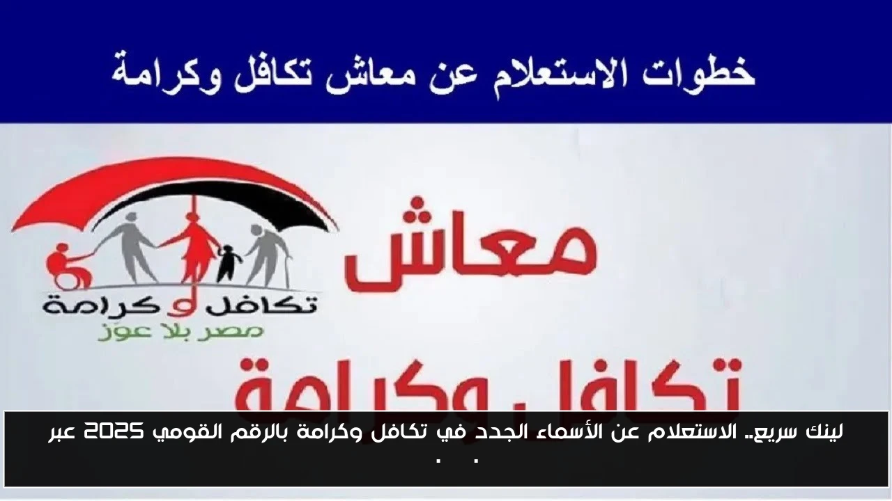 لينك سريع.. الاستعلام عن الأسماء الجدد في تكافل وكرامة بالرقم القومي 2025 عبر moss.gov.eg