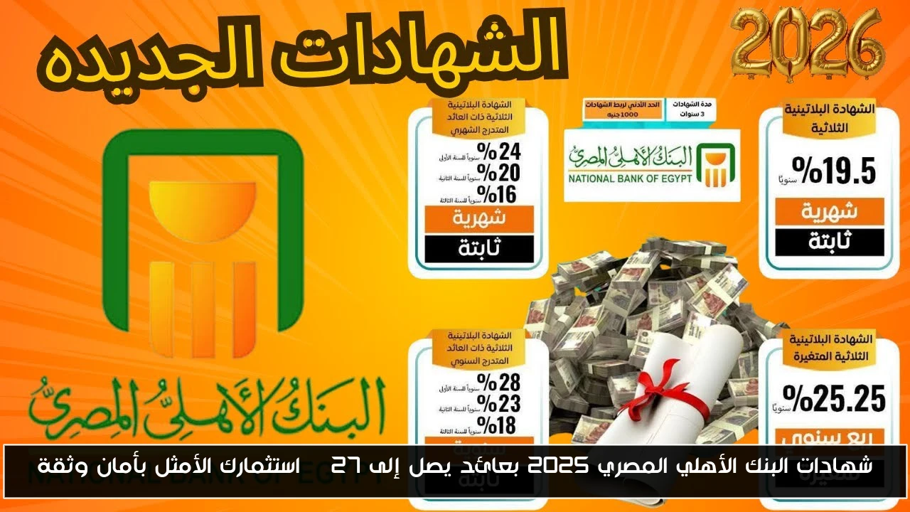 شهادات البنك الأهلي المصري 2025 بعائد يصل إلى 27%… استثمارك الأمثل بأمان وثقة