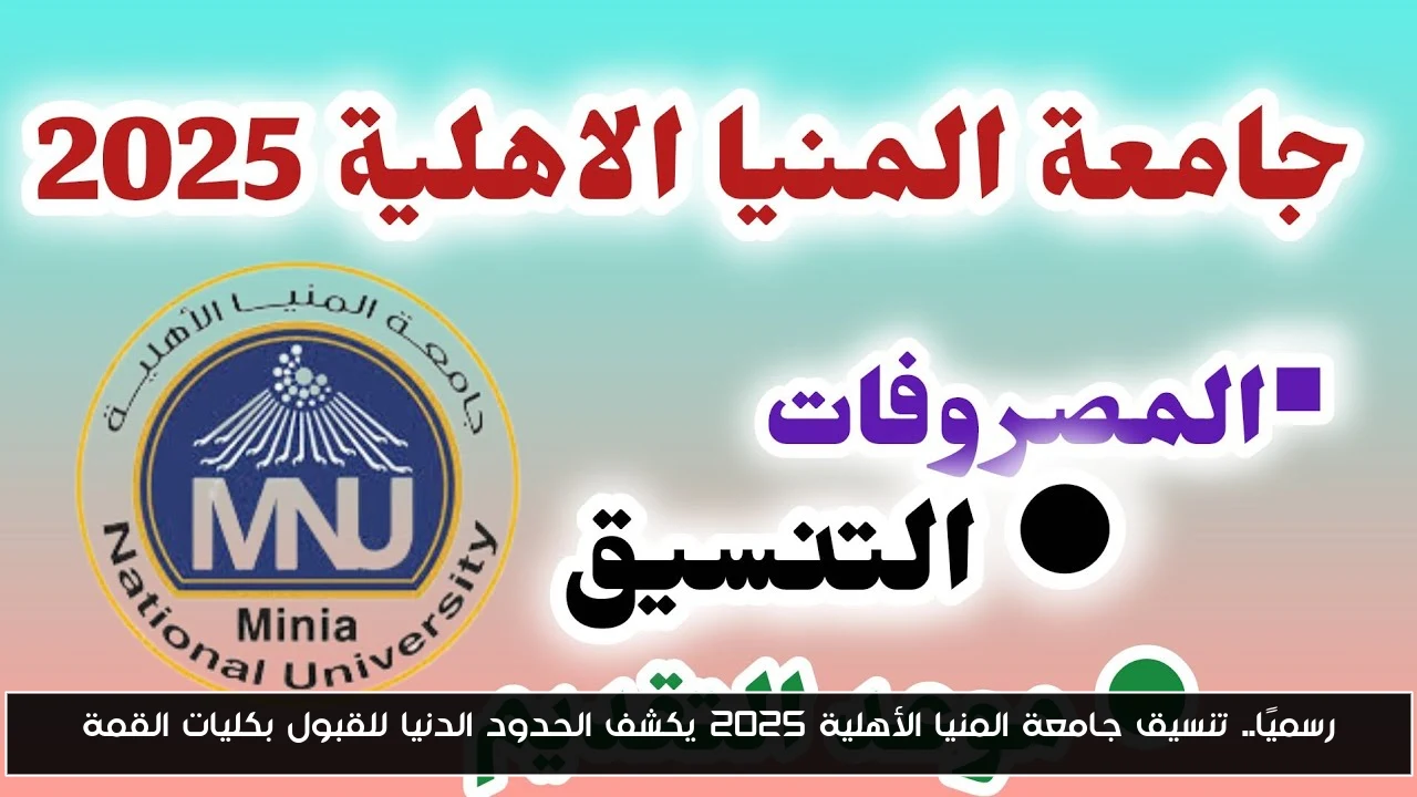 رسميًا.. تنسيق جامعة المنيا الأهلية 2025 يكشف الحدود الدنيا للقبول بكليات القمة