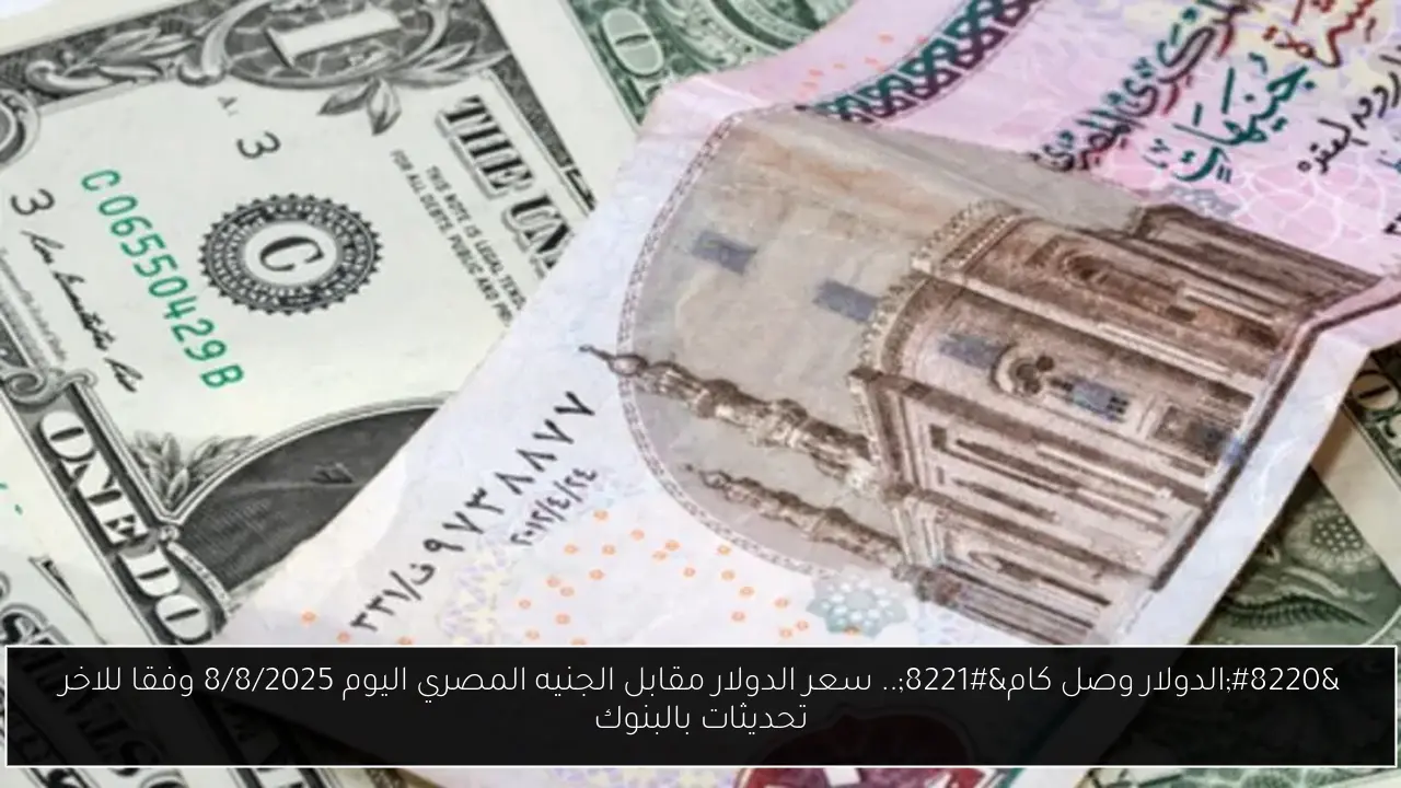 “الدولار وصل كام”.. سعر الدولار مقابل الجنيه المصري اليوم 8/8/2025 وفقا للاخر تحديثات بالبنوك