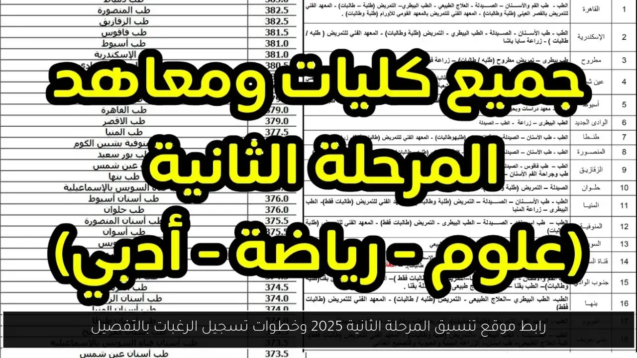 رابط موقع تنسيق المرحلة الثانية 2025 وخطوات تسجيل الرغبات بالتفصيل