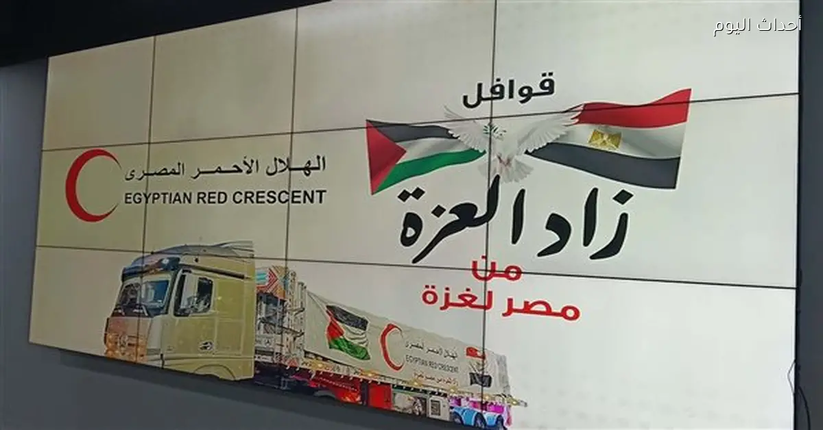 الهلال الأحمر يرسل 778 ألف طن مساعدات لغزة عبر 100 قافلة