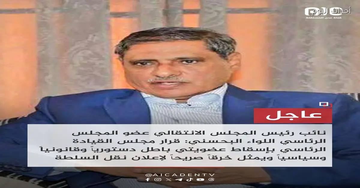 البحسني يؤكد بطلان قرار مجلس القيادة الرئاسي بإسقاط عضويته