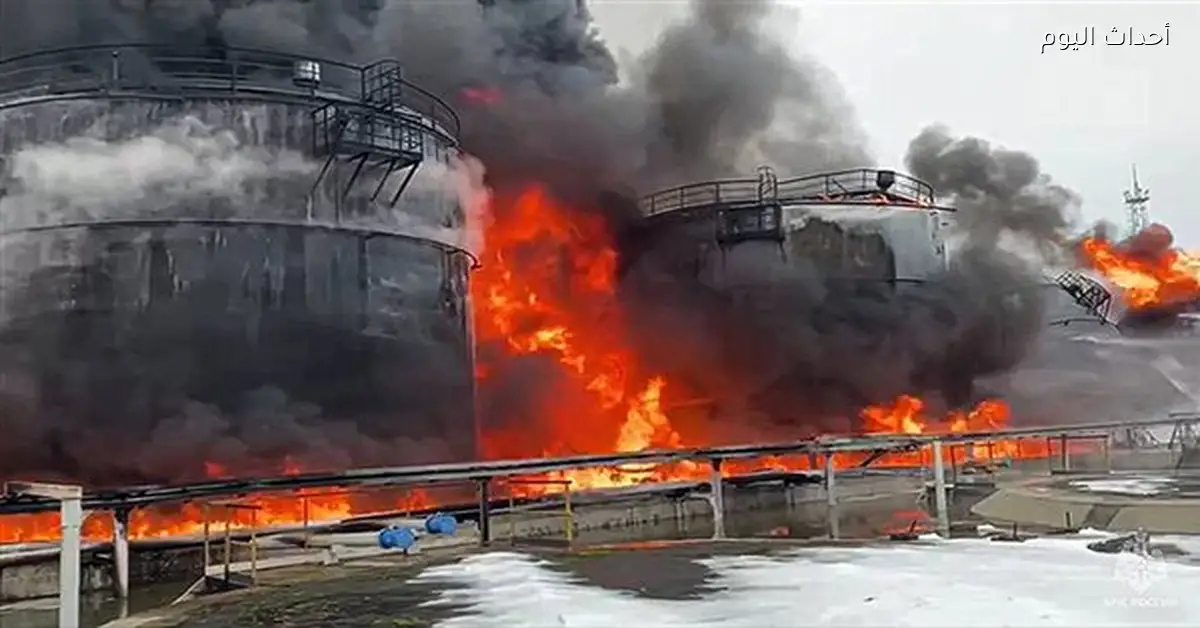 حريق في خزانات نفط في بيلجورود نتيجة هجوم أوكراني