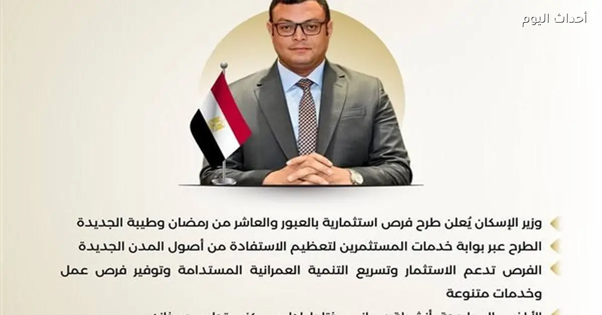 فرص استثمارية جديدة في العبور والعاشر وطيبة الجديدة