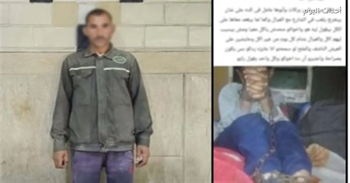 القبض على مزارع بتهمة تقييد نجله بسلسلة حديدية في الشرقية