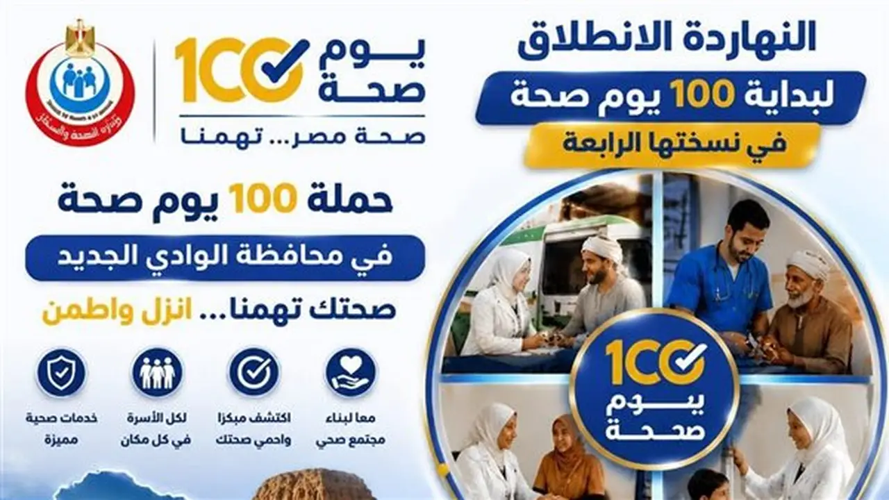 انطلاق قوافل حملة “100 يوم صحة” بالوادي الجديد لتقديم خدمات الكشف والعلاج مجانًا
